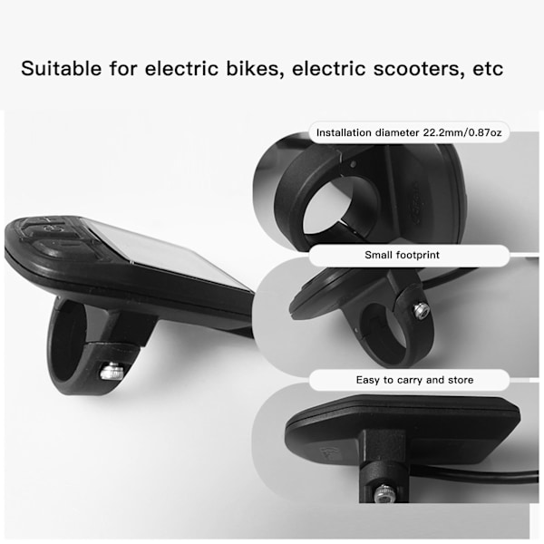 Elektrisk cykel LCD-display med SM-kontakt ABS Elektrisk cykeldisplaymätare Cykelkonverteringsmätare för Elctric Bike Scooter