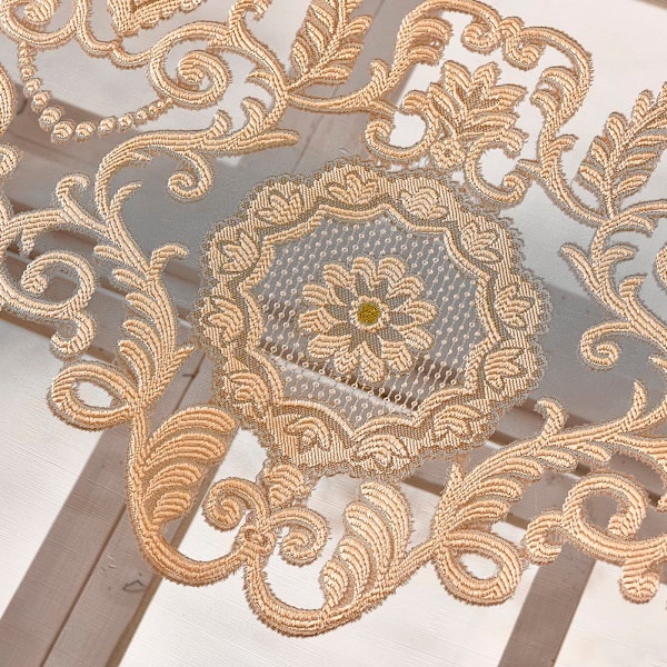 Broderade blommor polyester fönster slöja tyll gardin sovrum vardagsrum inredning (Coffe)