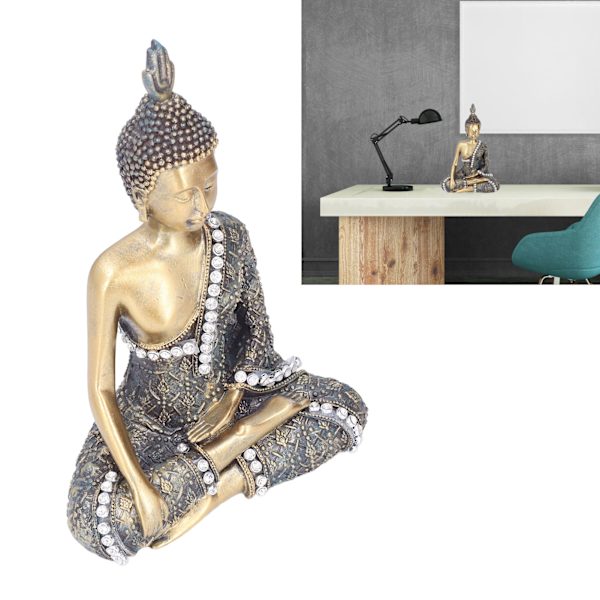 Buddha-prydnad i harts, liten dekorativ skrivbordsstatyett i retrostil för hem och kontor