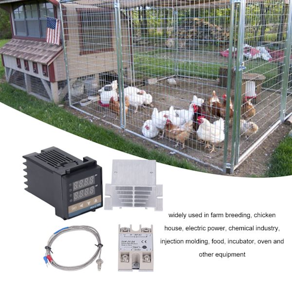 PID-temperaturregulatorer Kit 0-400℃ Vattentät Hög Noggrannhet REX C100 Temperaturregulator för Gård 100V-240V 25A