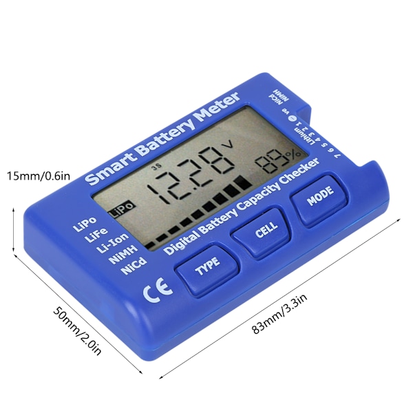 5-i-1 intelligent digital batterimätare batterikapacitetskontroll med LCD-display