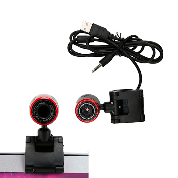 USB2.0 med mikrofon HD webbkamera webbkamera 360 grader för dator PC bärbar dator för Skype / MSN