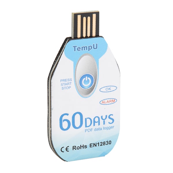 Engångstemperaturdatalogger USB 2.0 PDF vattentät 60 dagar kylkedjetermometer för kemisk industri