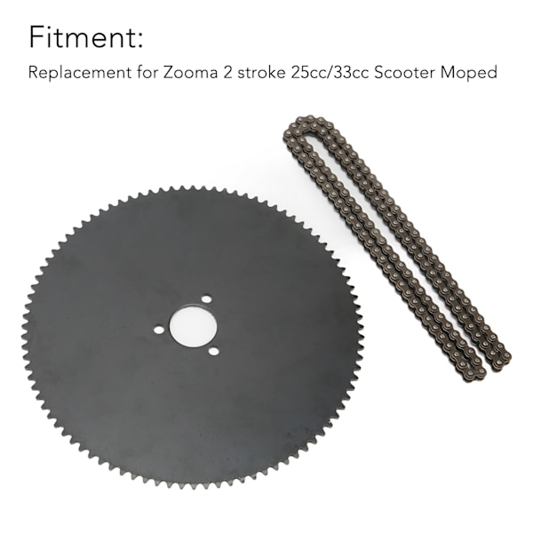 190mm 47 Tands Kedjehjul 11 1/2 tum 25 Kedjesats Kolstål Ersättning för Zooma 2-takts 25cc 33cc Scooter Moped