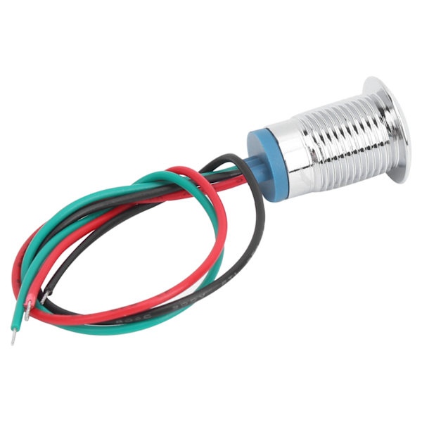4 Set Förtrådade Runda LED-lampor Vattentäta Metall 2-färgsindikatorer Gemensam Katod 12mm 1224V (Röd och Grön)