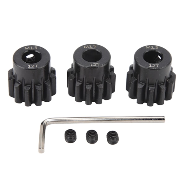 3 st RC-bilväxelsats M1.5 8 mm innerhål stålbilmotorväxel för 1/5 1/8 1/10 modellbil 12T