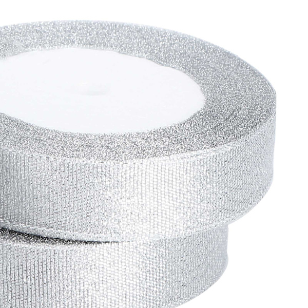 10 rullar glitter satinband polyester presentförpackning bröllopsdekoration festtillbehör silver