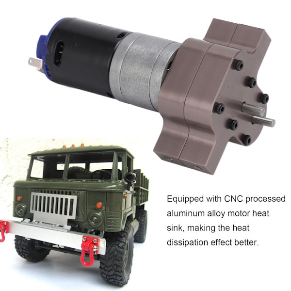 RC-växellåda i metall med hastighetsväxling och 370-motor för WPL C14 1/16 RC militär lastbil i titanfärg