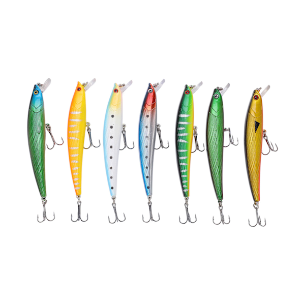 7 st fiskebete kit flytande mört simulering fiskebete tackle 11g per bete för sötvatten långskott