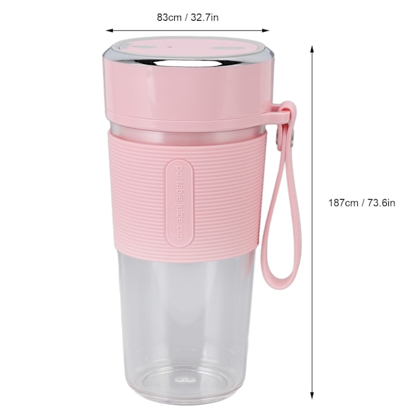 Elektrisk Blender med USB-Laddning, BPA-Fri, En-Delad Tätning, SUS304 Rostfritt Stål Blad, Vattentät, Individuell Blender, Rosa