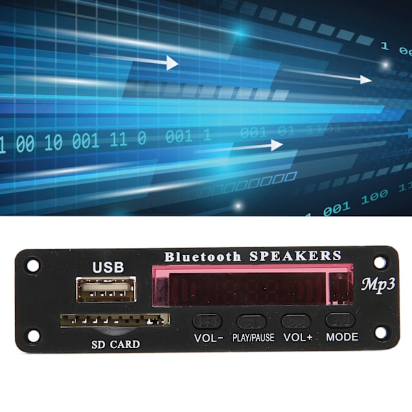 Bluetooth Dekoderkort Stöd USB-Lagringskort FM-Växling MP3 WMA Dekodningsmodul med LED-Display