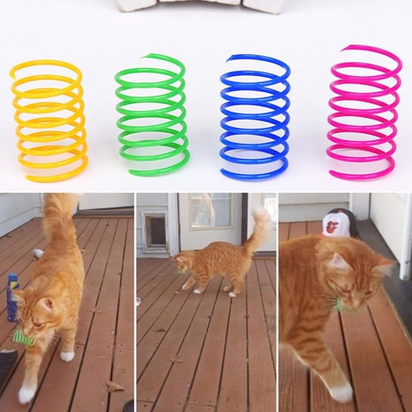 Katt Spiralfjäder, Kreativ Leksak för att Döda Tid och Hålla i Form Interaktiv Hållbar Tung Plast Färgglad Leksak för att Svinga