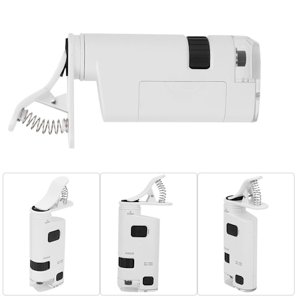 Universellt Clip-Mikroskop med Inbyggd LED för Hårdetektion, Portabel Design Justerbar Zoom Förstoringsklämma, Starkt LED-Ljus för Tryckning