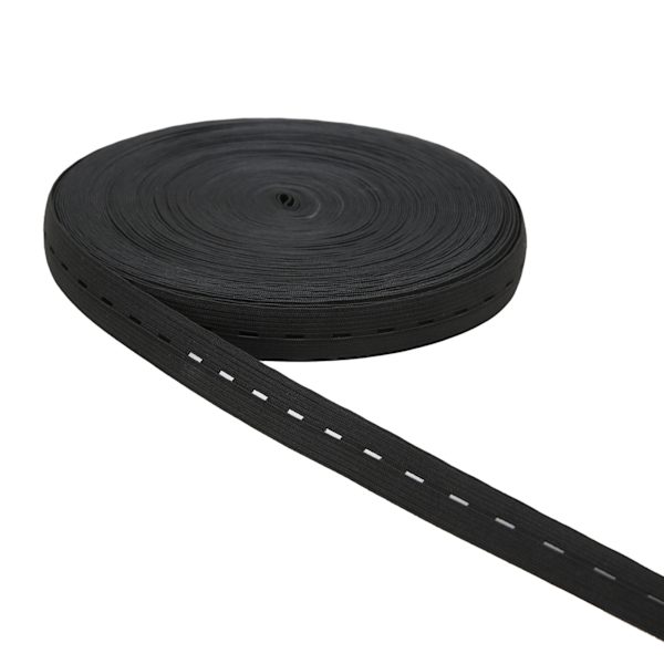 Elastiskt band Bredd 2cm Stickad spole perukband för sömnad Kläder Byxor Bälten Peruker DIY HantverkSvart
