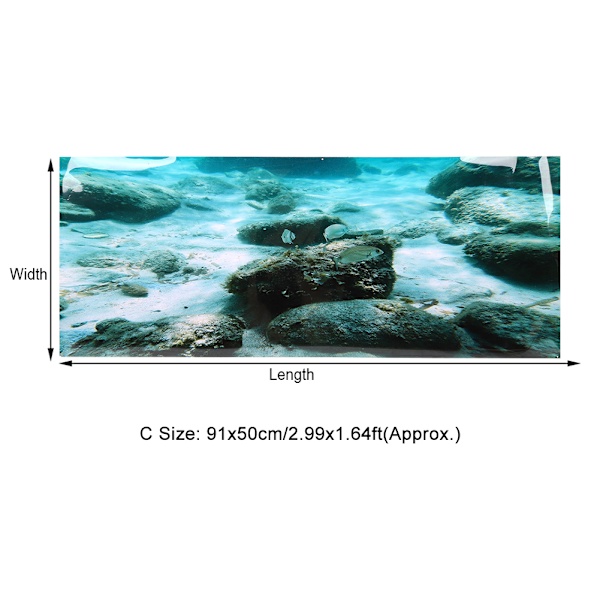 PVC-lim Sjösängsstenmönster Akvariebakgrund Affisch Klistermärke Fisk Tank Dekoration 91x50cm
