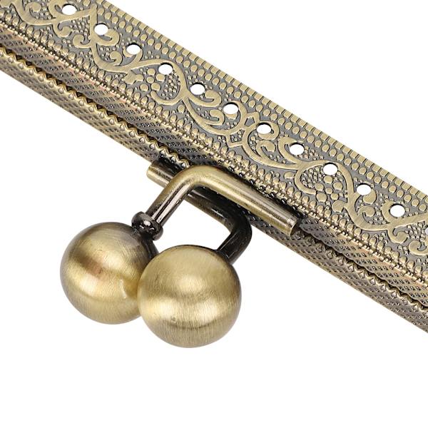 Metallplånboksram Kyssspänne Lås Brons Ton Retro Fyrkantig Präglad Bärbar Handtag 20,5 cm