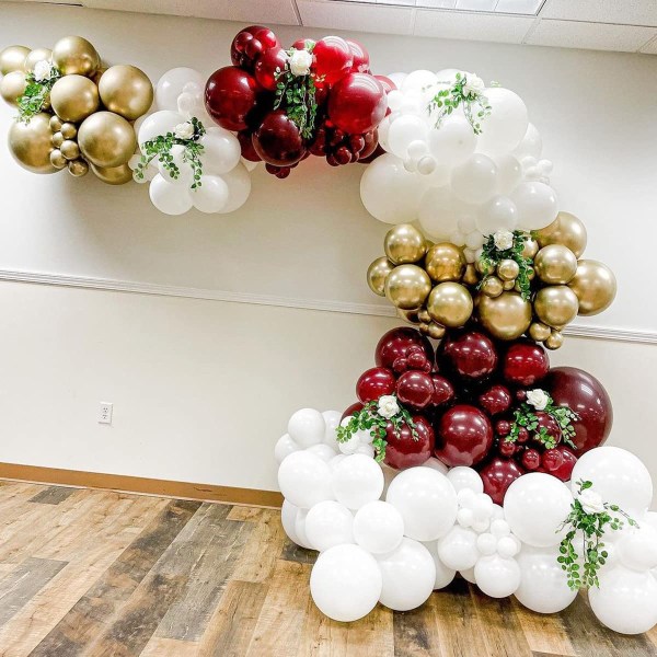 Ballonggirlang Guld Vit Ballonggirlang Födelsedagsfest Dekoration Bourgogne Guld Guld Latexballong Dubbelskikts Ballonggirlang för Födelsedag Baby