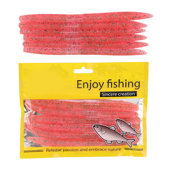 6 st/set Noodle Worm Fiskebete Bite Resistent PVC Mjuk Maggot Dagmask Artificiellt Bete Rosa