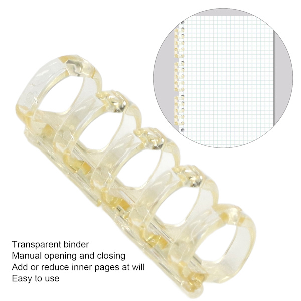 Bindningsringar rymmer 60 ark papper 11 mm bindningstjocklek fri skrivning enkel användning kontorsmaterial transparent gul