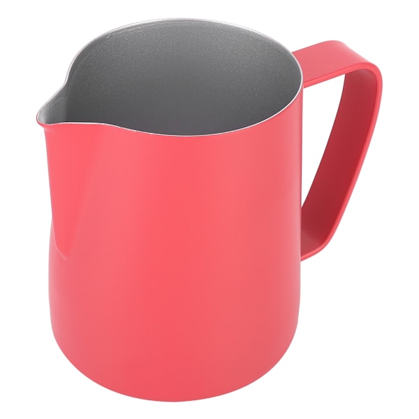 Kaffekanna i rostfritt stål för latte art, ergonomiskt handtag, stilren design, slät yta, klar färg, perfekt för kaffe, droppfri pip,