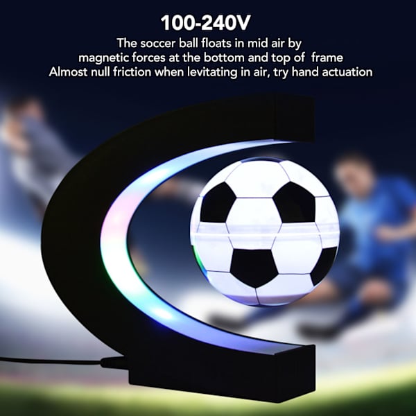 Magnetisk svävande fotboll med C-formad bas för barn Magnetisk flytande fotboll med låg friktion för födelsedag 100-240V EU-kontakt