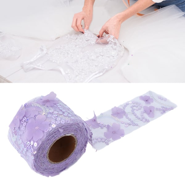 Tulletyg DIY-hantverk Slitstyrka Liten blixt Bärbar Polyester Paljetterad Tulle Rulle 6cmLila