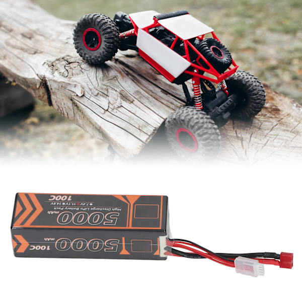 11,1V 5000mAh 100C 3S LiPo-batteri med T-formad röd pluggtillbehör för FPV RC Racing Car Quadcopter