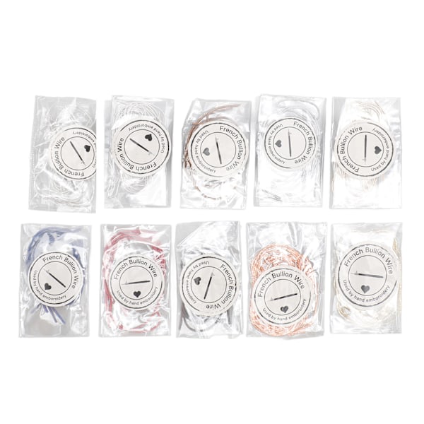 10-pack Metallisk Broderitråd DIY Flerfärgad Glansig Diameter 1mm Broderigarn Kit för Märken Överdelar Kläddekoration Brosch