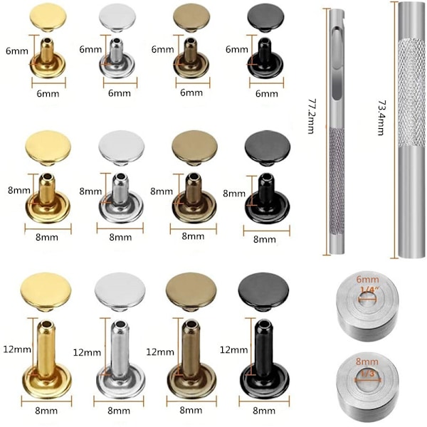 Set med 480 nitar för läder, Metall, FlerfärgadSet med 480 nitar för läder, Metall, Flerfärgad
