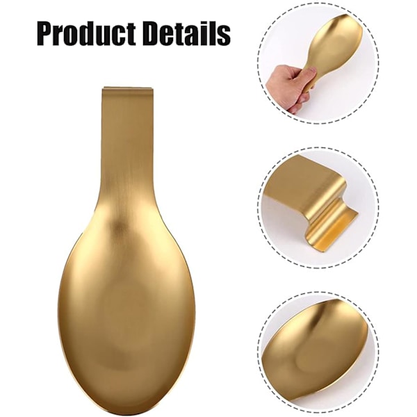 Titanium Guld Noble Pläterad Skedhållare, Kraftig och Hållbar, Giftfri Konstruktion i Rostfritt Stål, Unik Design med Släta Kanter och Balanserad