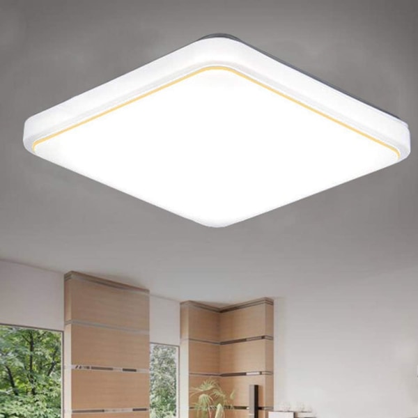 Kvadratisk LED-taklampa AC220-V vit färg kök balkong veranda modern panellampa, guldlinje, 220 x 220 x 50 mm