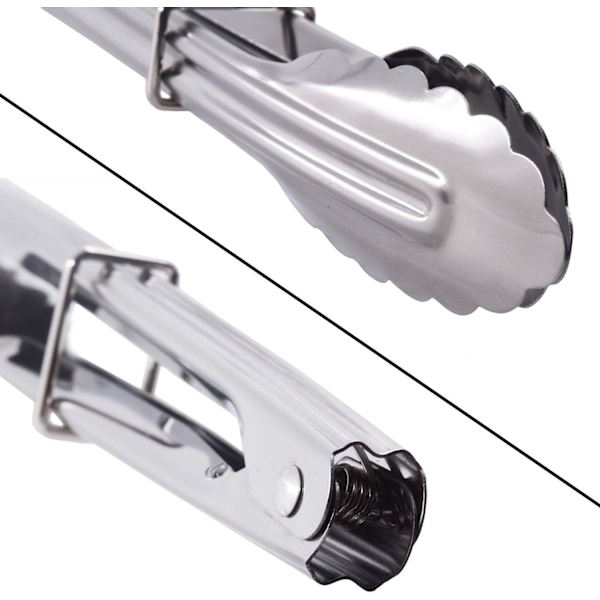 Små Serveringstänger i Rostfritt Stål, 9 Tum Salladstänger, Set om 3 (Silver)$Rostfritt Stål Köks Tänger Set Metall Matlagnings Tänger med Glidande Ringar