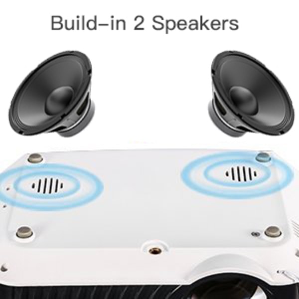 Mini Portabel LED-projektor Multimedia Hemma Bio Stöd 800x480 TF-kort AV Vit