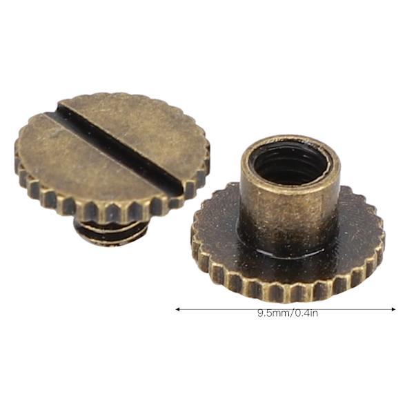 30 Set Boknit Nitar Knurling Platt Mässing Läderbindningsknapp Tacks 9.5x6mm Spik 4mm Skruv(Brons )