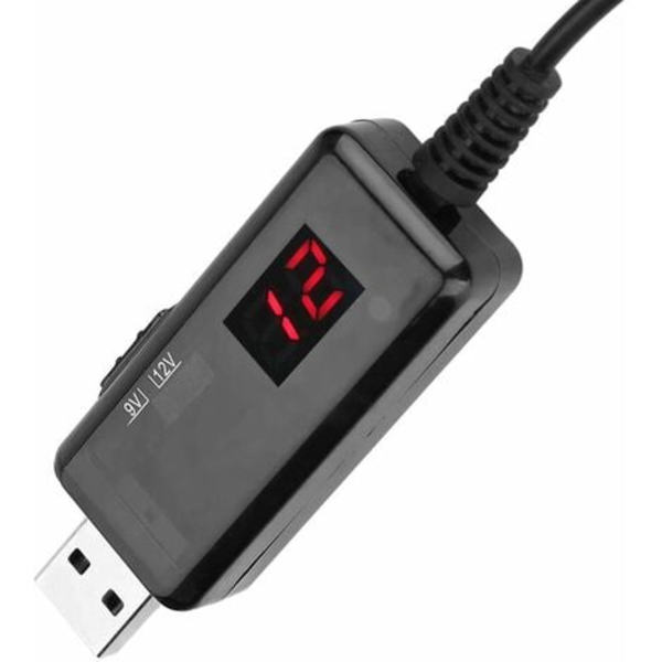 Display Spänningshöjande Konverterkabel USB/DC Boost Router USB Steg-up Konverterkabel 9V/12V