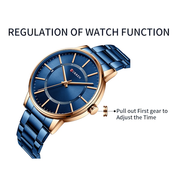 CURREN Herrklocka Kvarts med Rostfritt Stålarmband Mode Multifunktion Armbandsur 3ATM Klockor