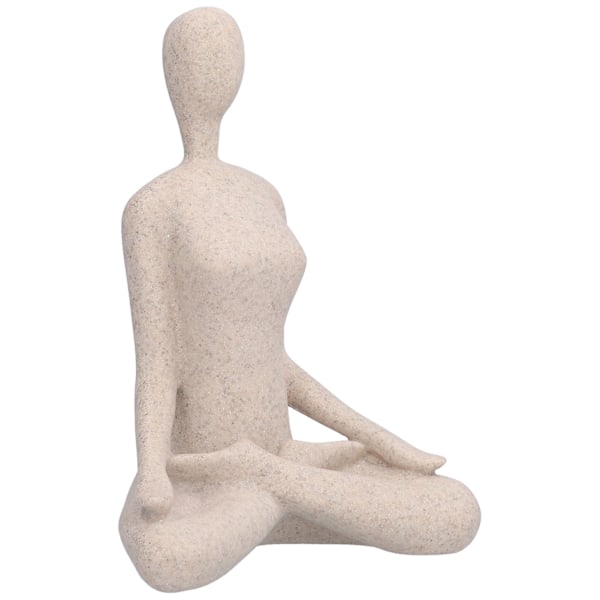 Abstrakt Tänkare Staty, Yoga Skulptur Med Unik Design Heminredning För Multi-Scenanvändning, Skrivbordsdekor I Harts I Sandstensfärg, Perfekt Gåva För