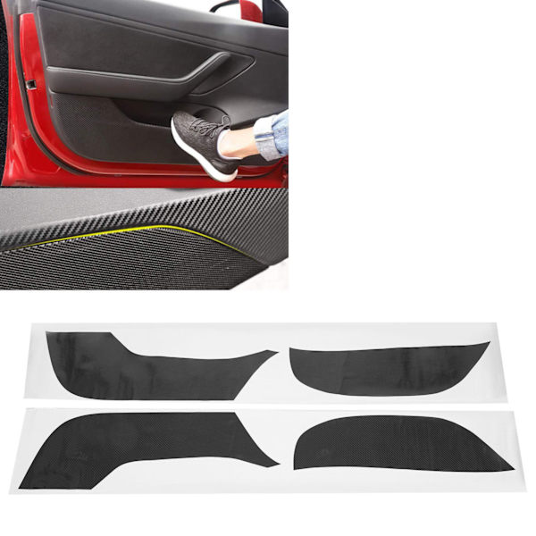 4 st/set Kolfiber Dörr Anti-Kick Pad Dekal Skyddande Dekaler Ersättning för Tesla Model 3