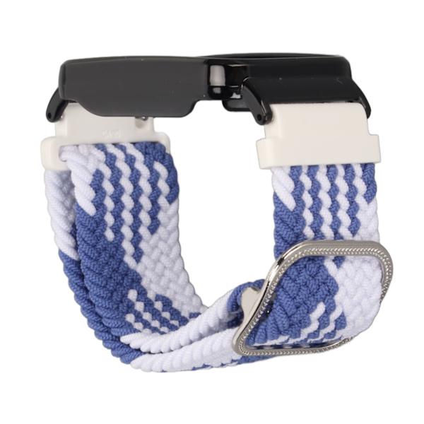 Stretch Nylon Flätad Klockarmband med Skyddande Bumper Case Tillbehör Passar för Mi Band 7 Pro Blå Vit och Svart Fodral