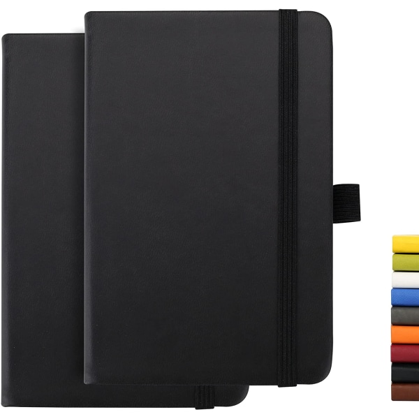 Pocket Notebook Diary med pennring, 3,8" X 5,7" Mini Diary Notepad Liten anteckningsbok, 100 Gsm högkvalitativt tjockt papper med ficka (svart, linjerad)