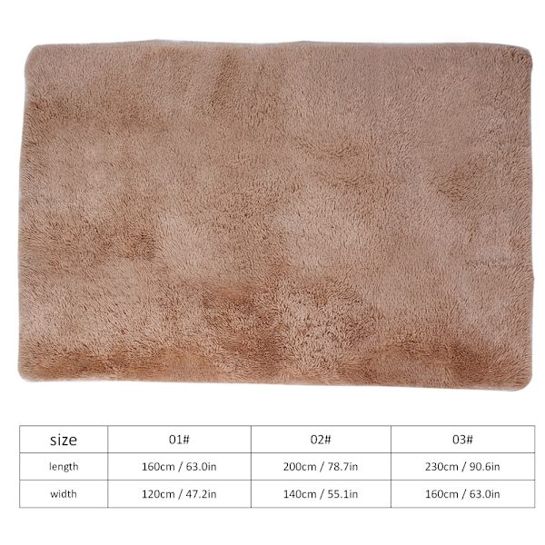 Rektangulär mjuk matta vardagsrum soffbord säng sängmatta ljusbrun 140x200cm