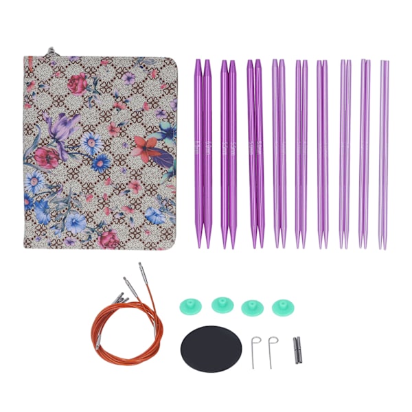 Utbytbara cirkulära stickningsnålar set 3,0 till 6,0 mm polerade bärbara stickningsnålar set med ergonomiskt handtag