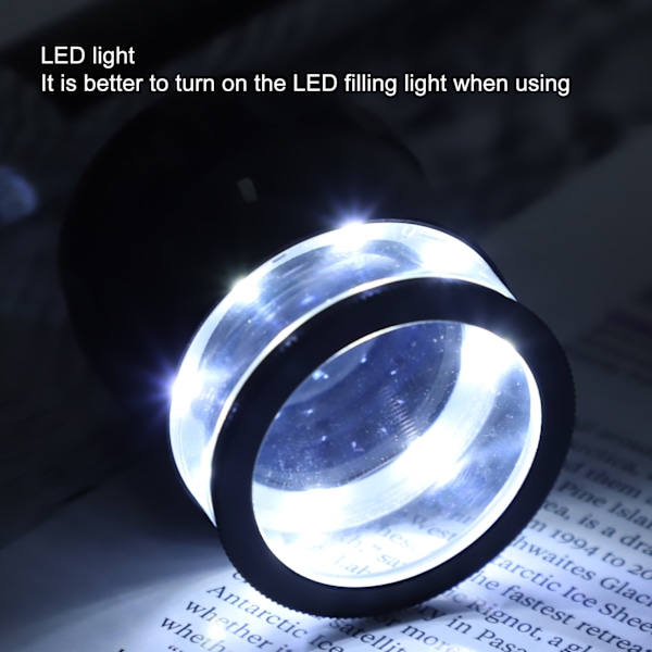 8LED 10X Förstoringsglas Lupp med Skala Hög Definition Justerbart Förstoringsglas