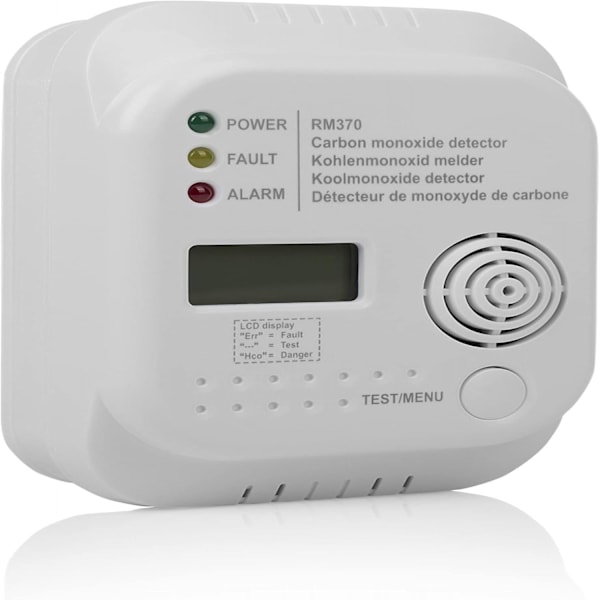 Digital Defender, Kolmonoxiddetektor med 7 års sensorlivslängd, Elektrokemisk sensor för noggrann övervakning, Portabel design, LED-display för