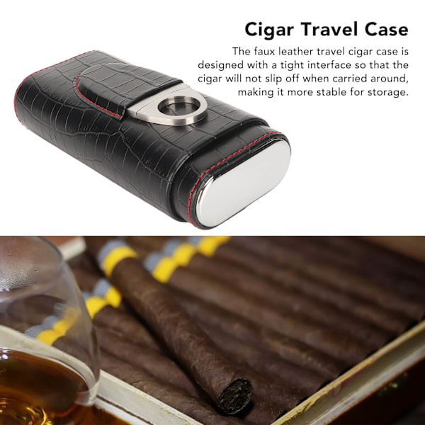 Cigar Humidor Klassisk Fashion Bärbar Cedar Trä Foder 3 Fingrar Faux Läder Resa Cigarrfodral med Skärare