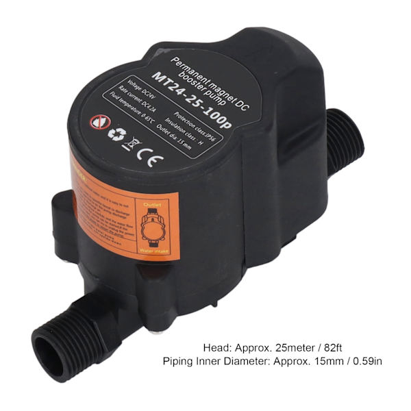Boosterpump Automatisk Vattentryck Duschböjning Recirkulerande Väggmonterad 24VDC 100‑240V EU-kontakt