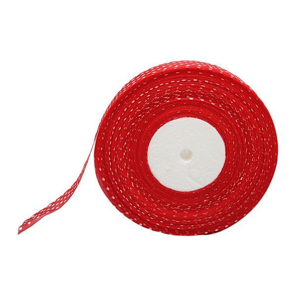 100 meter 1 tum Chiffonband Prickig Chiffon Satin för inslagning Dekoration Bröllop Födelsedag Bukett Girlang Röd