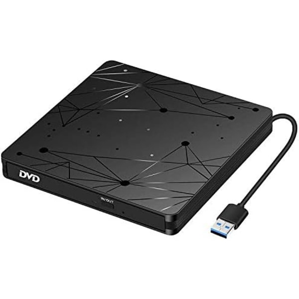 Extern DVD-enhet för bärbar dator, USB 3.0 bärbar optisk Slim CD/DVD-brännare spelare Drive Desktop PC