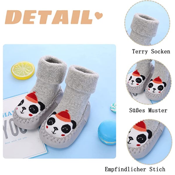 Baby Sock Shoes 3 Par Non-Slip Golvstrumpor Pojkar Flickor Bomull Första Gåskor Medium Tube Babystrumpor Höst Vinter Cartoon Krypande Strumpor 0-3