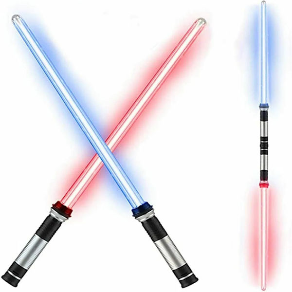 Paket med 2 barns ljussablar, 2-i-1 med ljus, cosplay-leksak, infällbart lasersvärd